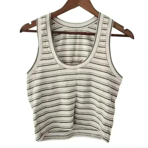 Abercrombie & Fitch Essential Scoopneck Tank Top White Stripe Y2K Women's Large - Picture 6 of 11